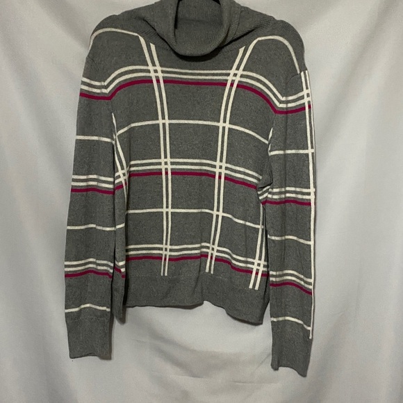 Banana Republic Wo Size XL Gray Fuchsia stripes  Knit Sweater EUC CLEAN - Picture 4 of 10